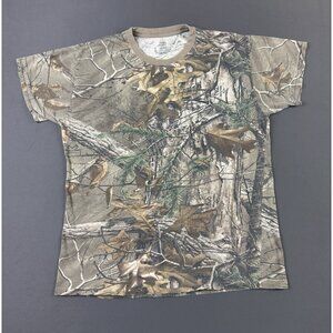 Rare Vintage Y2K Hanes Realtree Camo Shirt Outdoor Streetwear Hype Punk Medium T